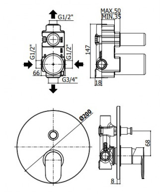 CANDY -MISCELATORE INCASSO DOCCIA 2 USCITE - PAFFONI