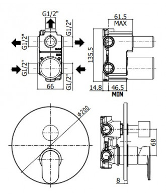 CANDY -MISCELATORE INCASSO DOCCIA 3 USCITE + 3 - PAFFONI