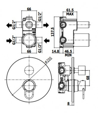 JOKER - MISCELATORE INCASSO DOCCIA 2 USCITE + 1 - PAFFONI