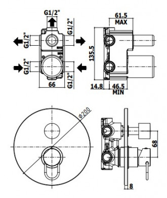 JOKER - MISCELATORE INCASSO DOCCIA 3 USCITE + 3 - PAFFONI