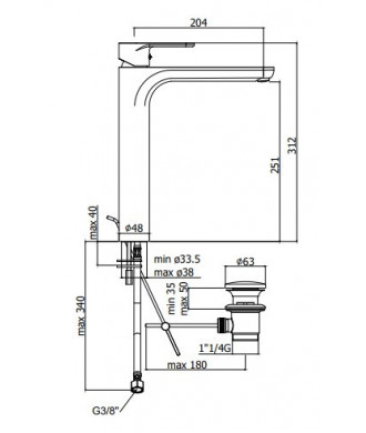 GREEN - MISCELATORE LAVABO PROLUNGATO