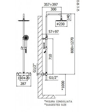 NEW MINI BIRILLO - COLONNA DOCCIA CON MISCELATORE