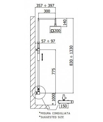 SYNCRO PLUS - COLONNA DOCCIA CON MISCELATORE