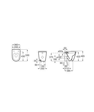 Coppia Vaso Rimless e Bidet Sospesi "Ona" ROCA