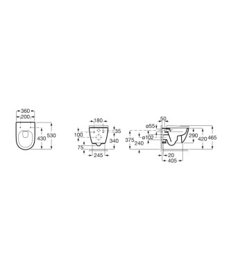Coppia Vaso Rimless a Vortice e Bidet Sospesi "Ona" ROCA