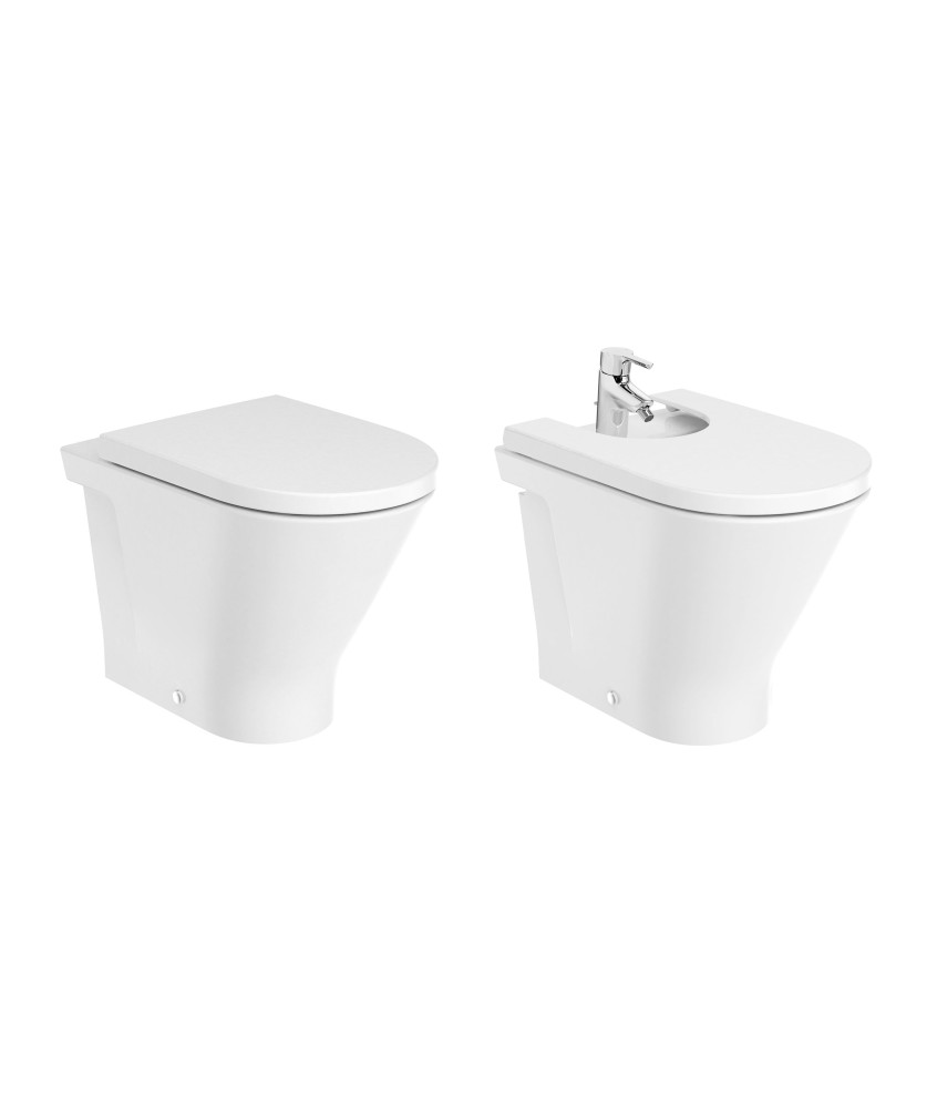 Coppia Vaso Rimless e Bidet a Pavimento "The Gap" ROCA