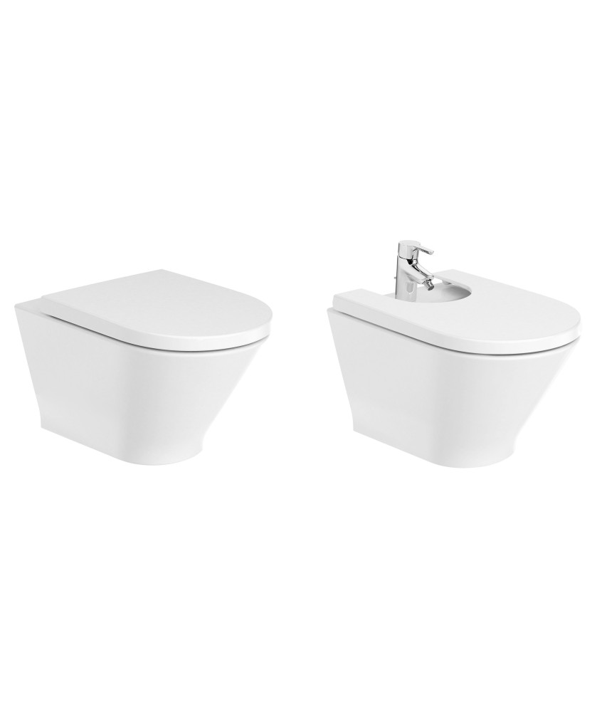 Coppia Vaso Rimless e Bidet Sospesi "The Gap" ROCA
