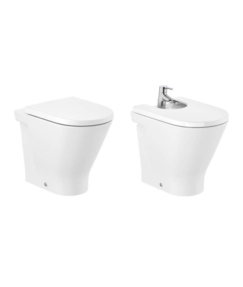 Coppia Vaso Rimless e Bidet Comfort a Pavimento "The Gap" ROCA