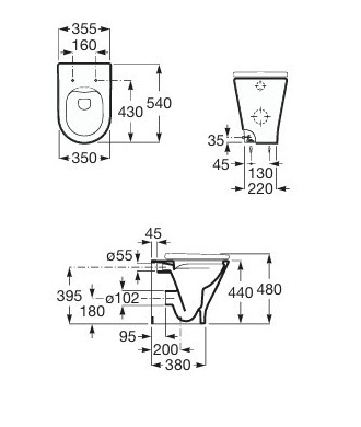 Coppia Vaso Rimless e Bidet Comfort a Pavimento "The Gap" ROCA