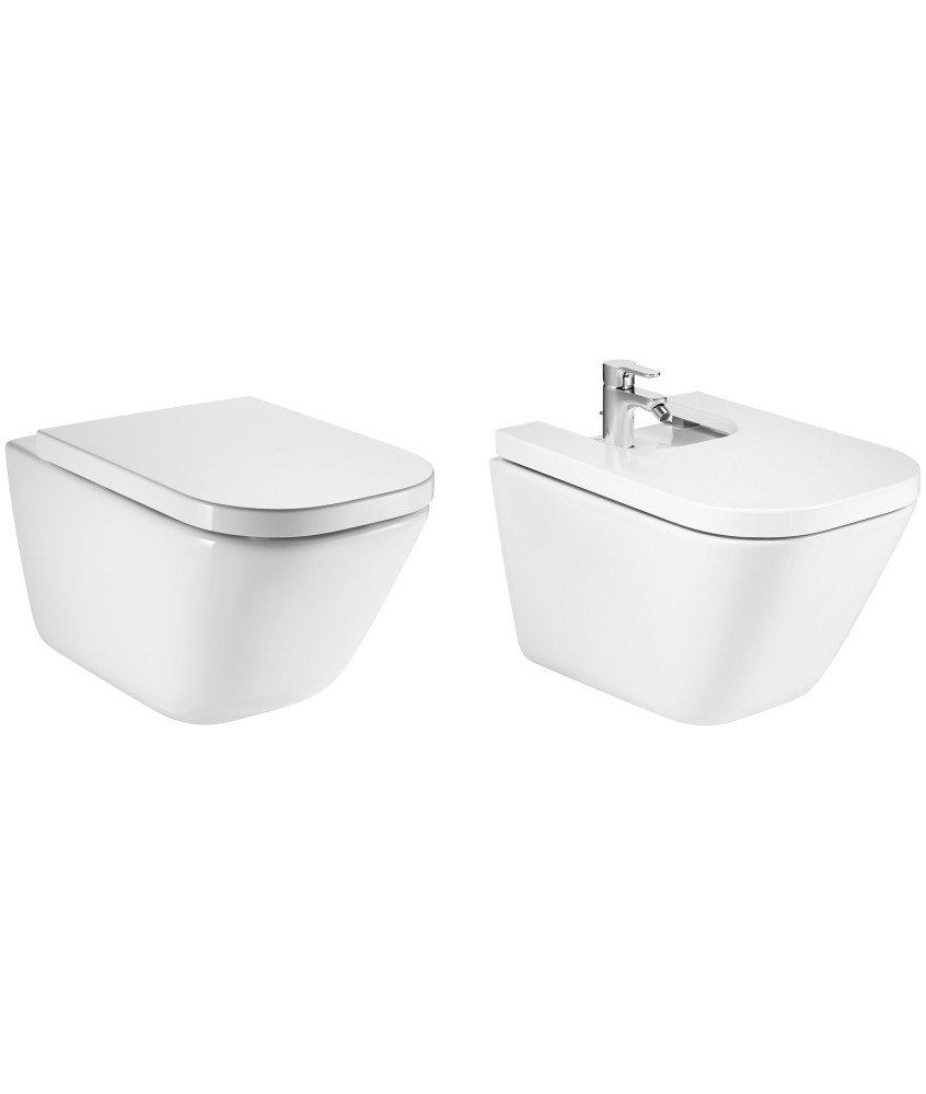 Coppia Vaso Rimless e Bidet Sospesi "The Gap" ROCA
