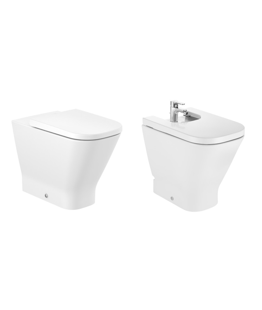 Coppia Vaso Rimless e Bidet Comfort A Pavimento "The Gap" ROCA