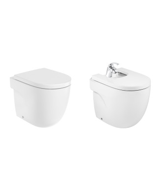 Coppia Vaso Rimless e Bidet a Pavimento "Meridian" ROCA