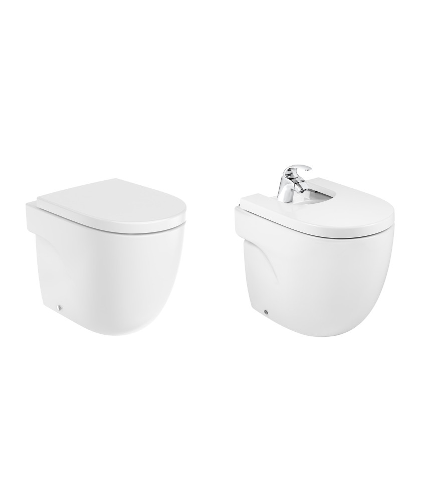 Coppia Vaso Rimless e Bidet a Pavimento "Meridian" ROCA