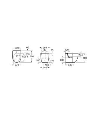 Coppia Vaso Rimless e Bidet a Pavimento "Meridian" ROCA