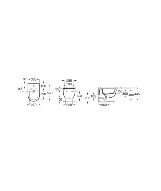 Coppia Vaso Rimless e Bidet Sospesi "Meridian" ROCA
