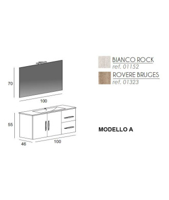 Mobile Lavabo Sospeso e Specchio "Silvia"