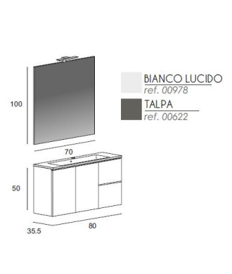Mobile Lavabo Sospeso e Specchio "Gemma"