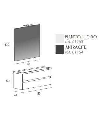 Mobile Lavabo Sospeso e Specchio "Siro"
