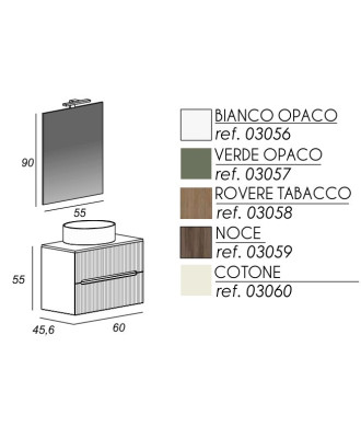 Mobile Sospeso con Lavabo Appoggio e Specchio "Catinus"