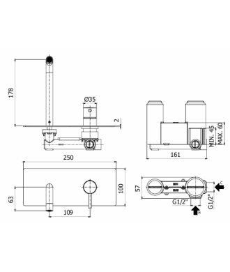 Miscelatore Lavabo a Incasso "Stick" PAFFONI