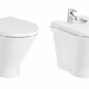 sanitari-pavimento-coprivaso-copribidet-the-gap coppia sanitari rotondi a pavimento filomuro roca the gap round
