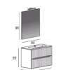 mobile bagno 60 cm Plissé sospeso con lavabo ceramica e specchio reversibile