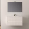 Mobile bagno Plissé design cannettato bianco opaco