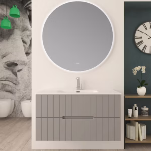 Mobile bagno Loft design moderno grigio nuvola con lavabo integrato