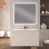 Mobile bagno Plissé design cannettato bianco opaco con lavabo integrato