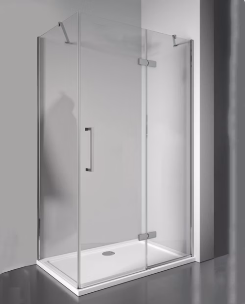 chiusura doccia angolare con porta battente profilo cromo elide