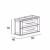 dimensioni mobile bagno sospeso con lavabo integrato a due cassettoni 60 cm marylin