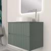Mobile bagno Catinus sospeso design cannettato verde opaco opaco con lavabo appoggiato