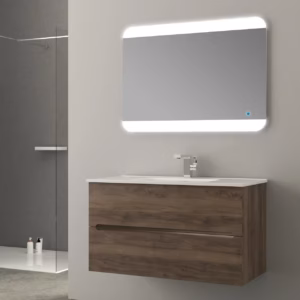 mobile bagno sospeso Elsa con lavabo integrato noce