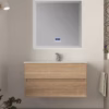 mobile bagno sospeso Nettuno da 74 cm in una finitura calda rovere burges