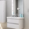 mobile bagno sospeso siro a due cassettoni con lavabo integrato 80 cm bianco lucido