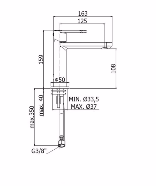 dimensioni miscelatore paffoni candy CA071HCR