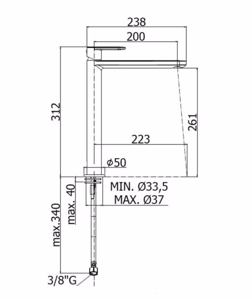 dimensioni miscelatore paffoni candy CA081HCR